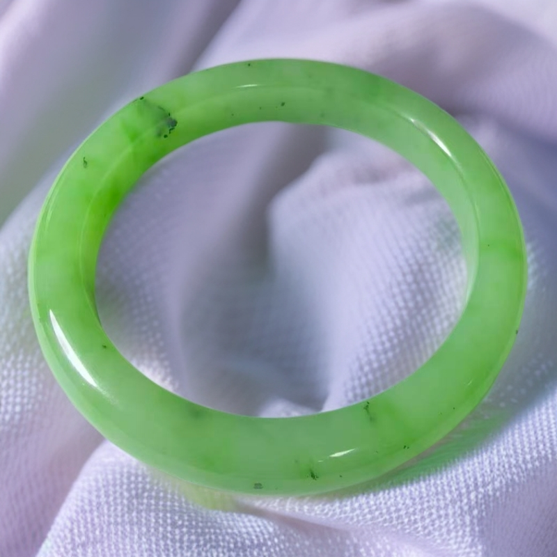 【嘉玉隆珠宝】天然和田玉乌兰海碧玉手镯正圈