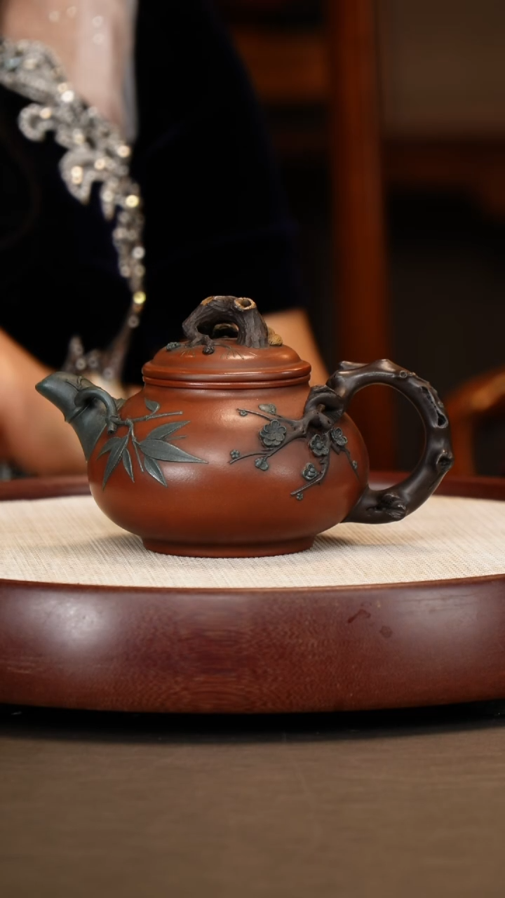 【闪购商品】紫砂茶壶【朱持平】红清水大韵潘壶  460CC