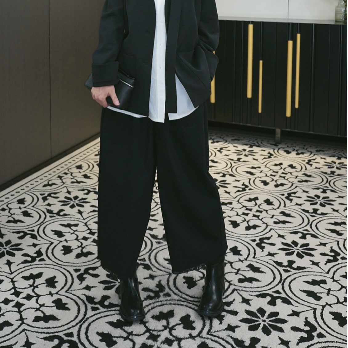 UWK2508054立体剪裁松紧阔腿裤九分裤休闲裤百搭高腰秋季休闲时尚