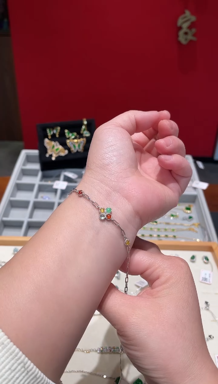 颈饰银S925镶嵌翡翠翡翠手链