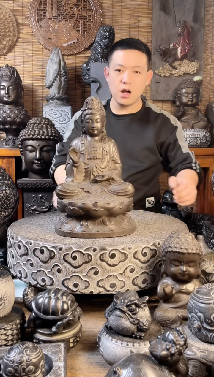 【闪购商品】40坐佛观音天然青石雕刻