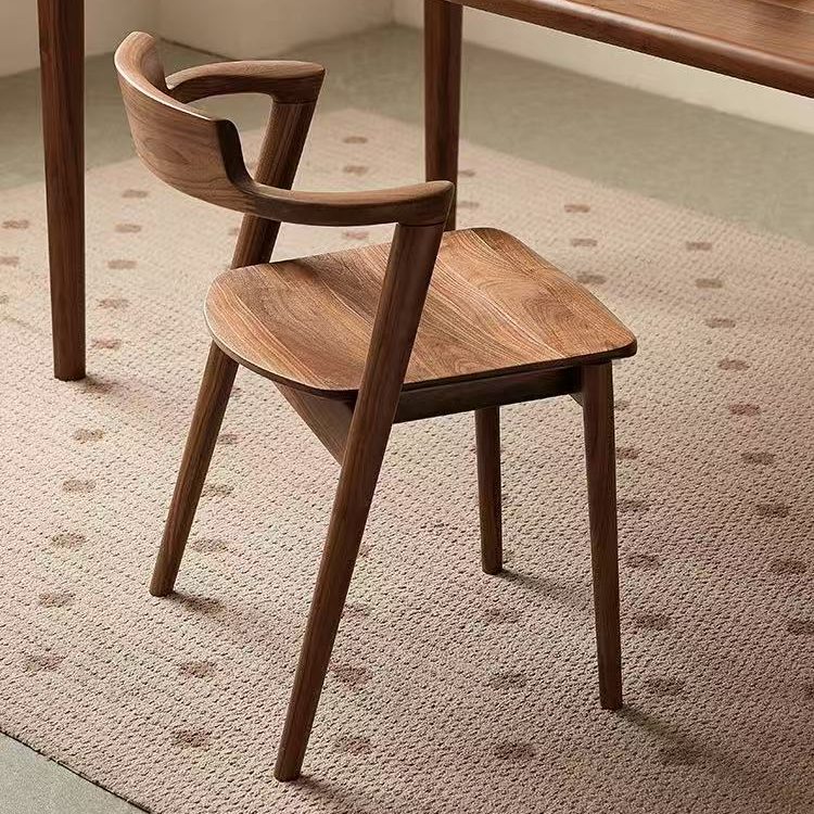 朝阳 北美进口黑胡桃木实木半岛餐椅