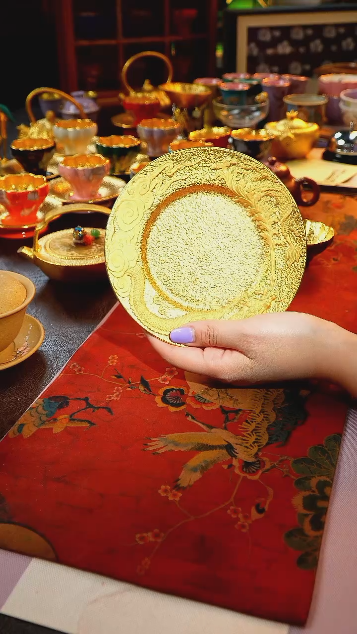茶杯紫砂【宜景窑系列】松石蓝壶承