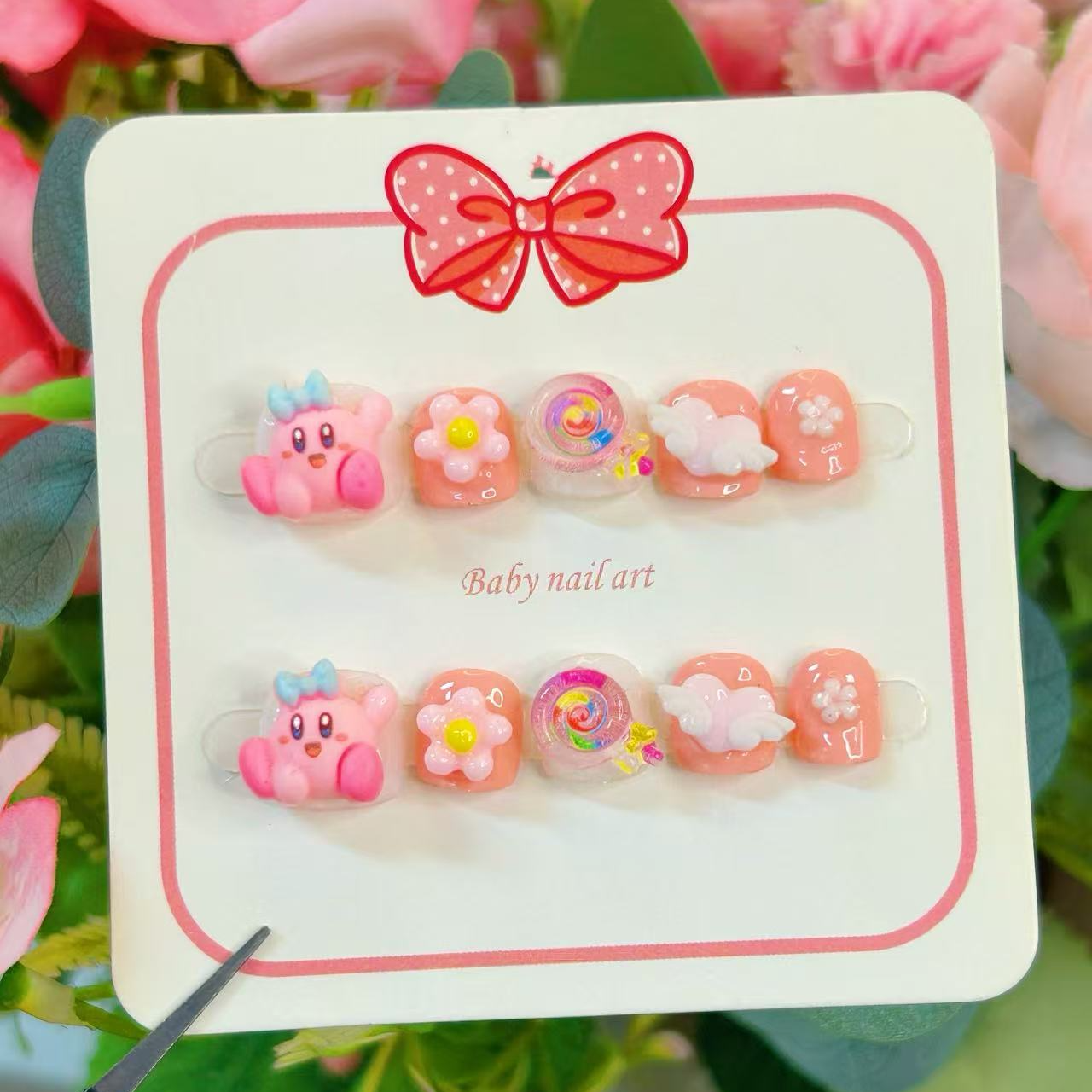 《星之卡比》美甲ins卡通动漫可爱星之卡比公仔穿戴甲可拆卸不伤甲