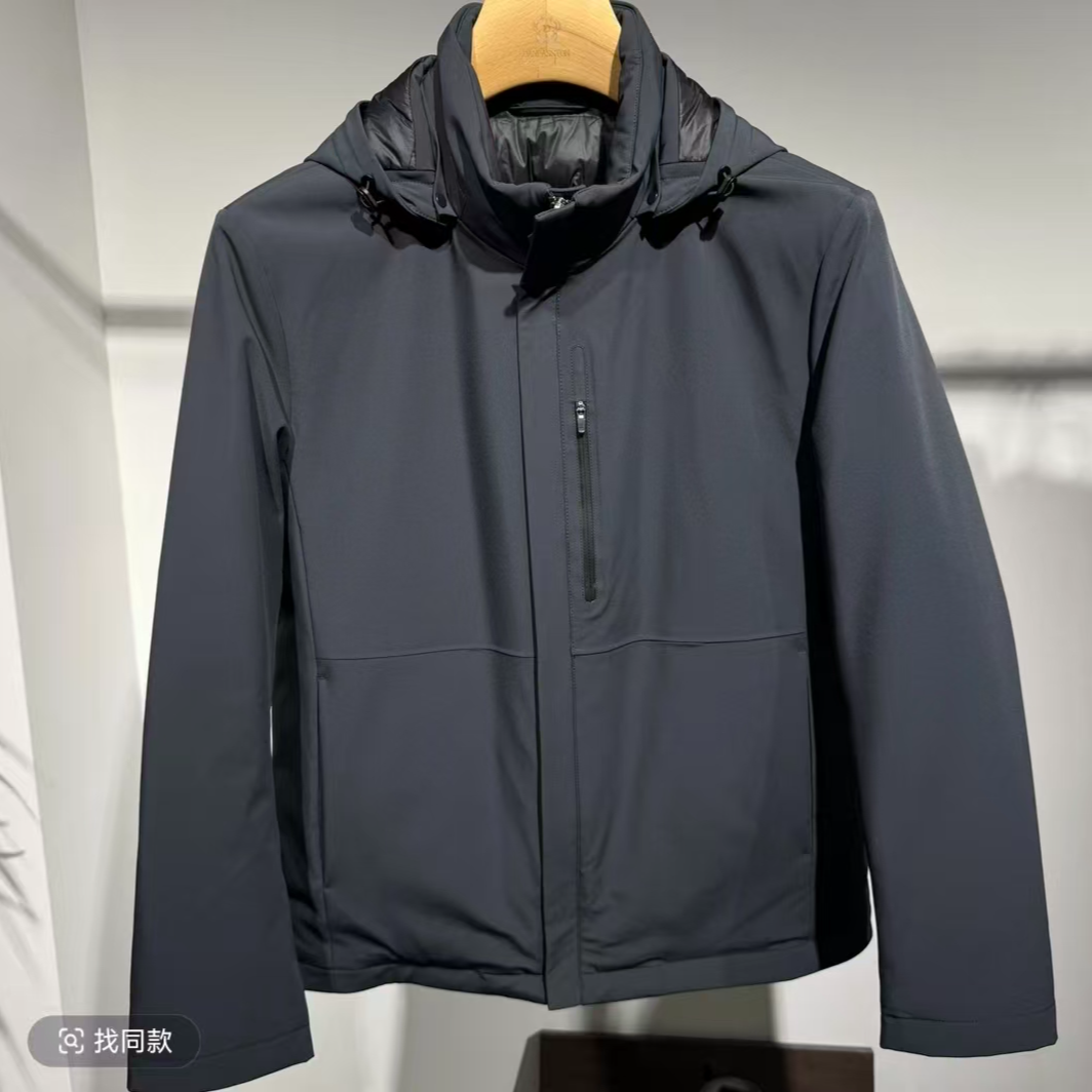 SANFOTO男士【6435】商务休闲短款连帽可拆卸羽绒服运动户外透气