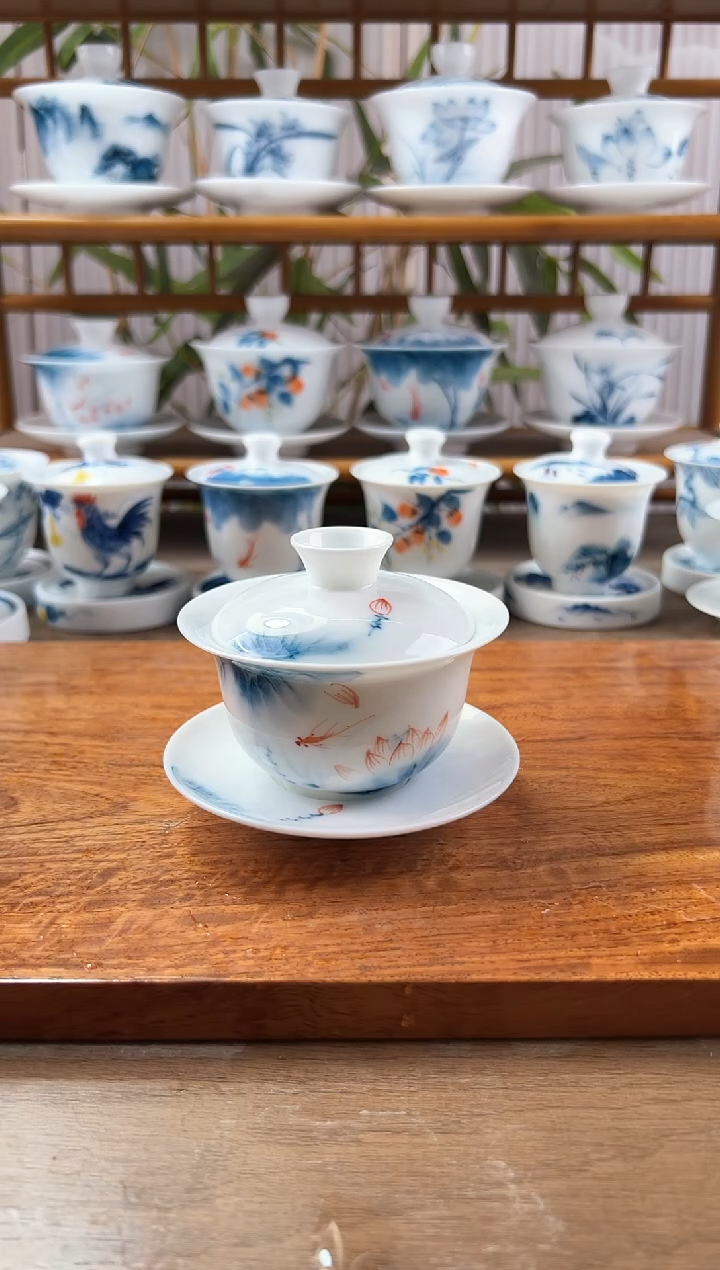 微瑕蓝莲130ml三才盖碗