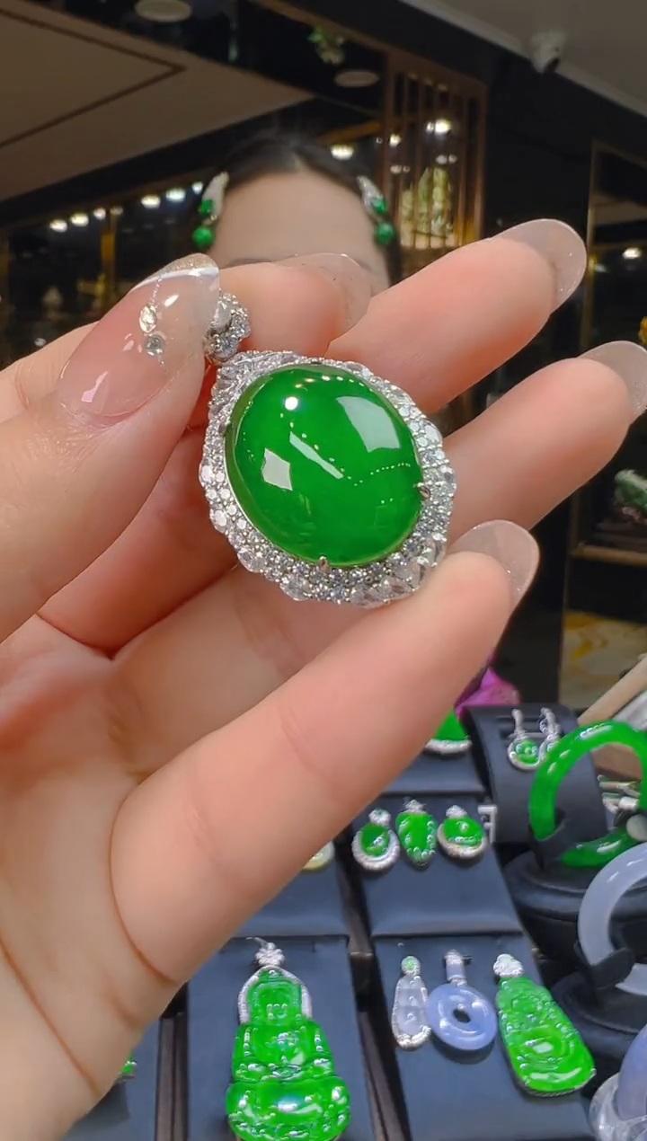 翡翠银S925镶嵌吊坠(赠链)109（多样性发其一）