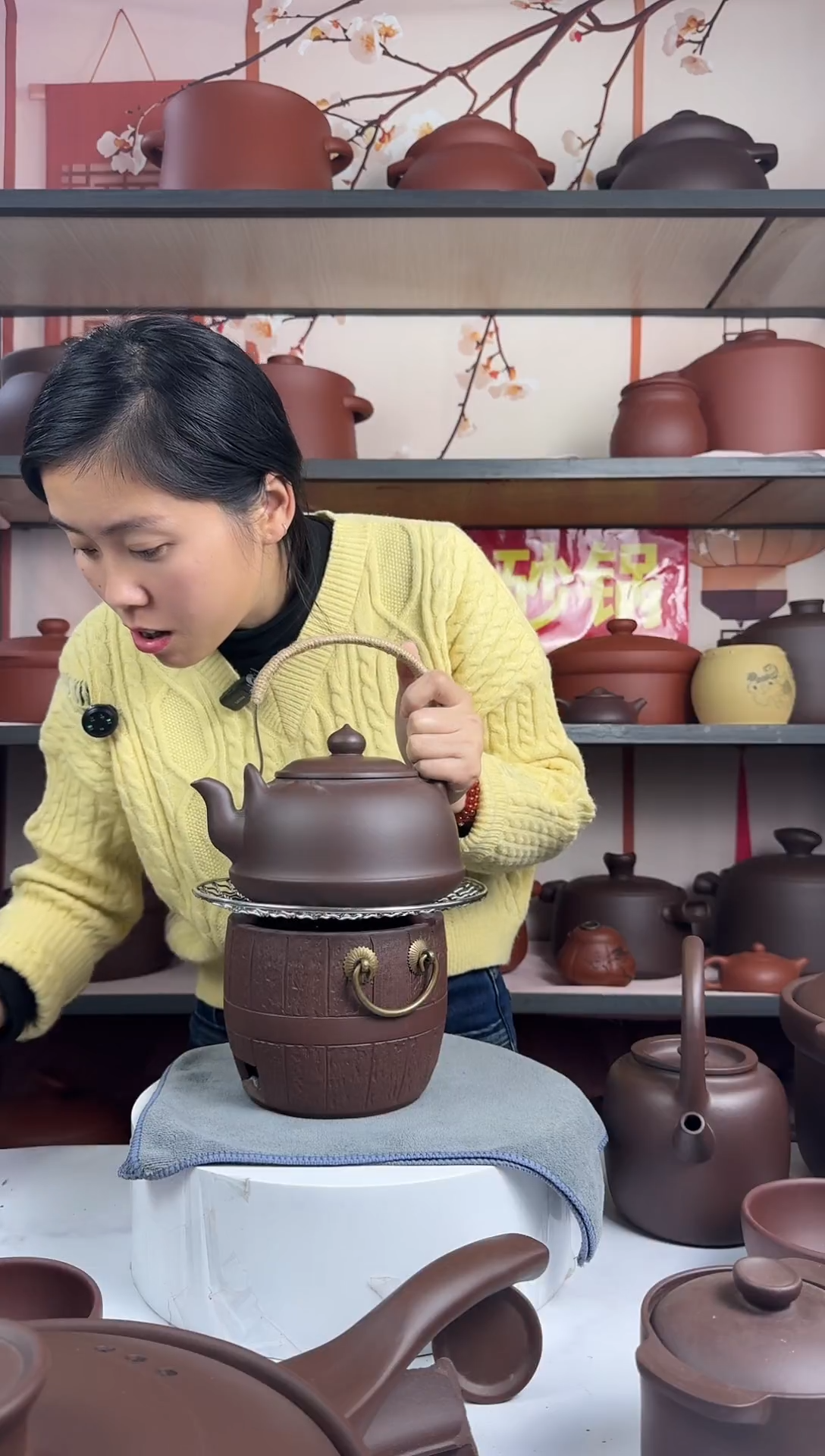 紫砂7L 平口锅 紫泥 