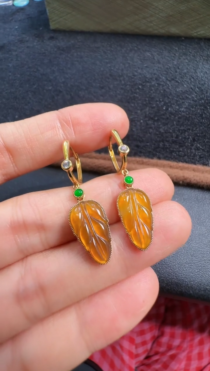 【闪购商品】翡翠耳饰18K金镶嵌00004800