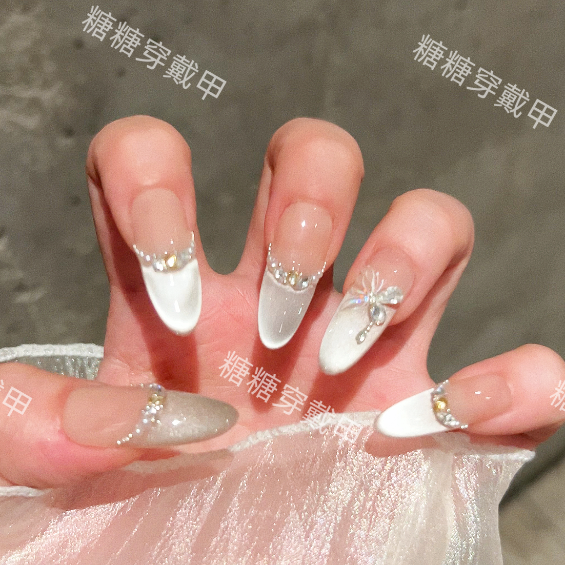 【冰蝶晨露】时尚清新纯欲高级感成品美甲穿戴式手工穿戴甲