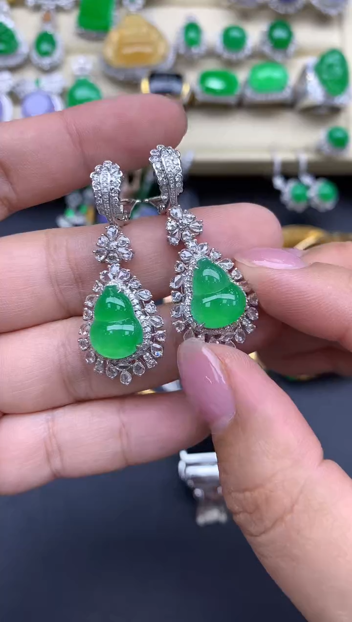 【闪购商品】翡翠耳饰18K金镶嵌628--中国好珍宝