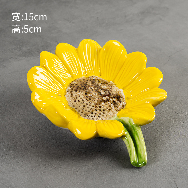 花朵陶瓷肥皂盒沥水家用香皂盒排水肥皂盒w