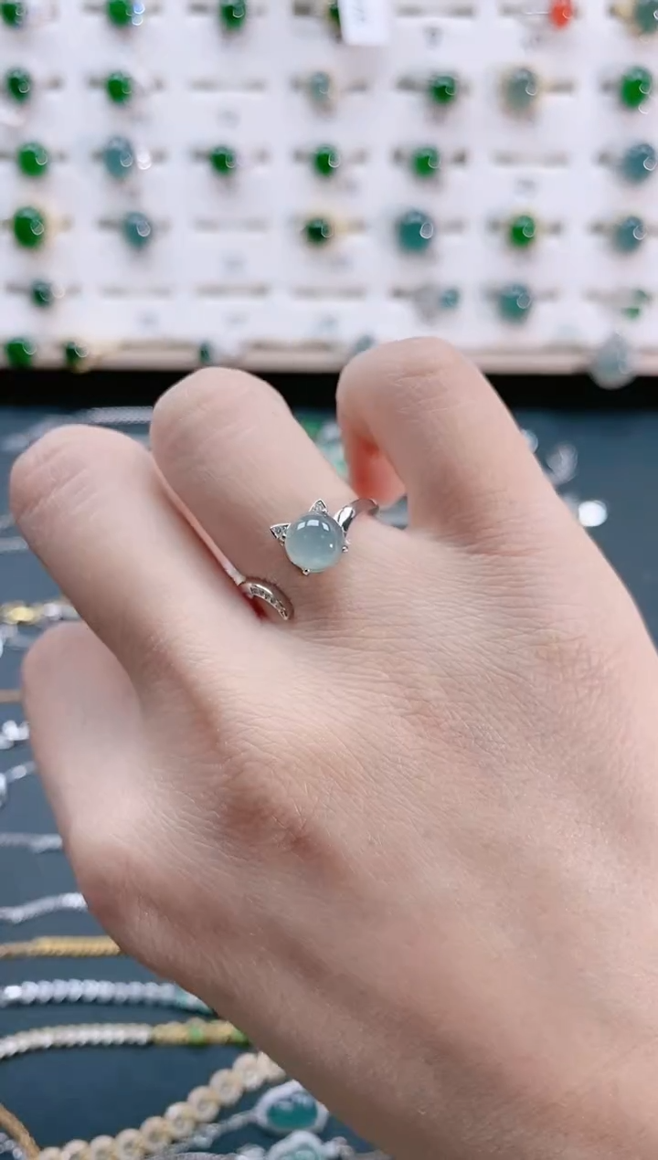 【闪购商品】翡翠戒指银S925镶嵌天然翡翠