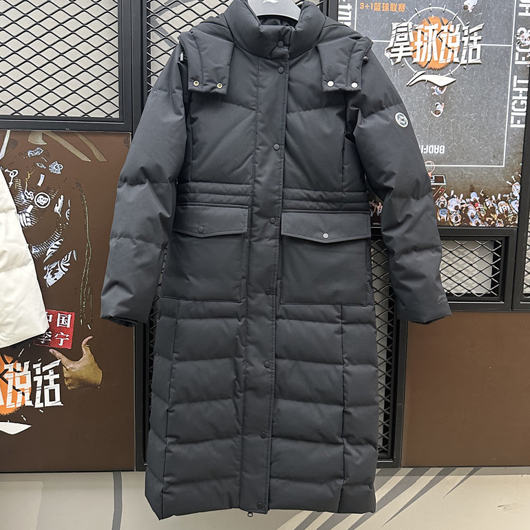 李宁2025冬季新品女子运动潮流系列80%鸭绒贴身长羽绒服AYMV232