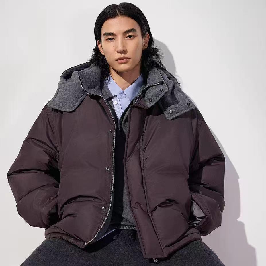 Trendiano2025冬季新款白鸭绒连帽口袋男款羽绒服外套 1SC4330570