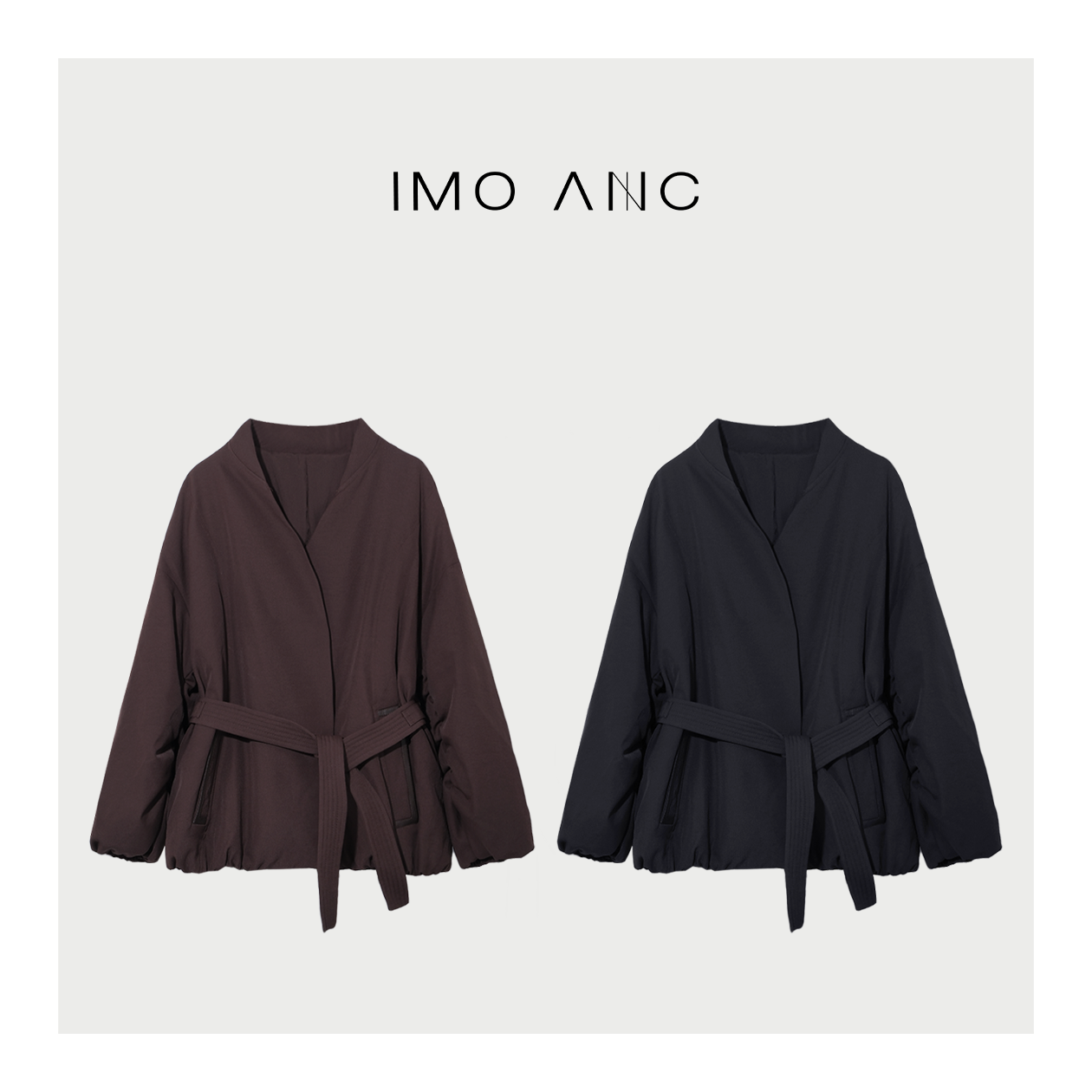 IM SO FANCY花苞无领灯笼袖中长款白鹅绒羽绒服SQ1577