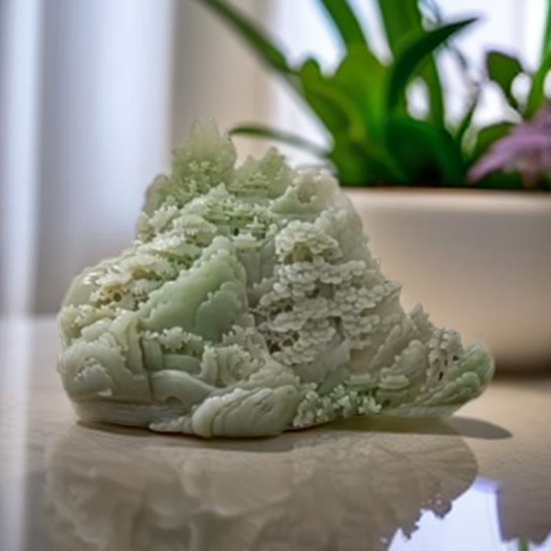 时尚翠青俏雕山水超大摆件和田玉手工艺术品