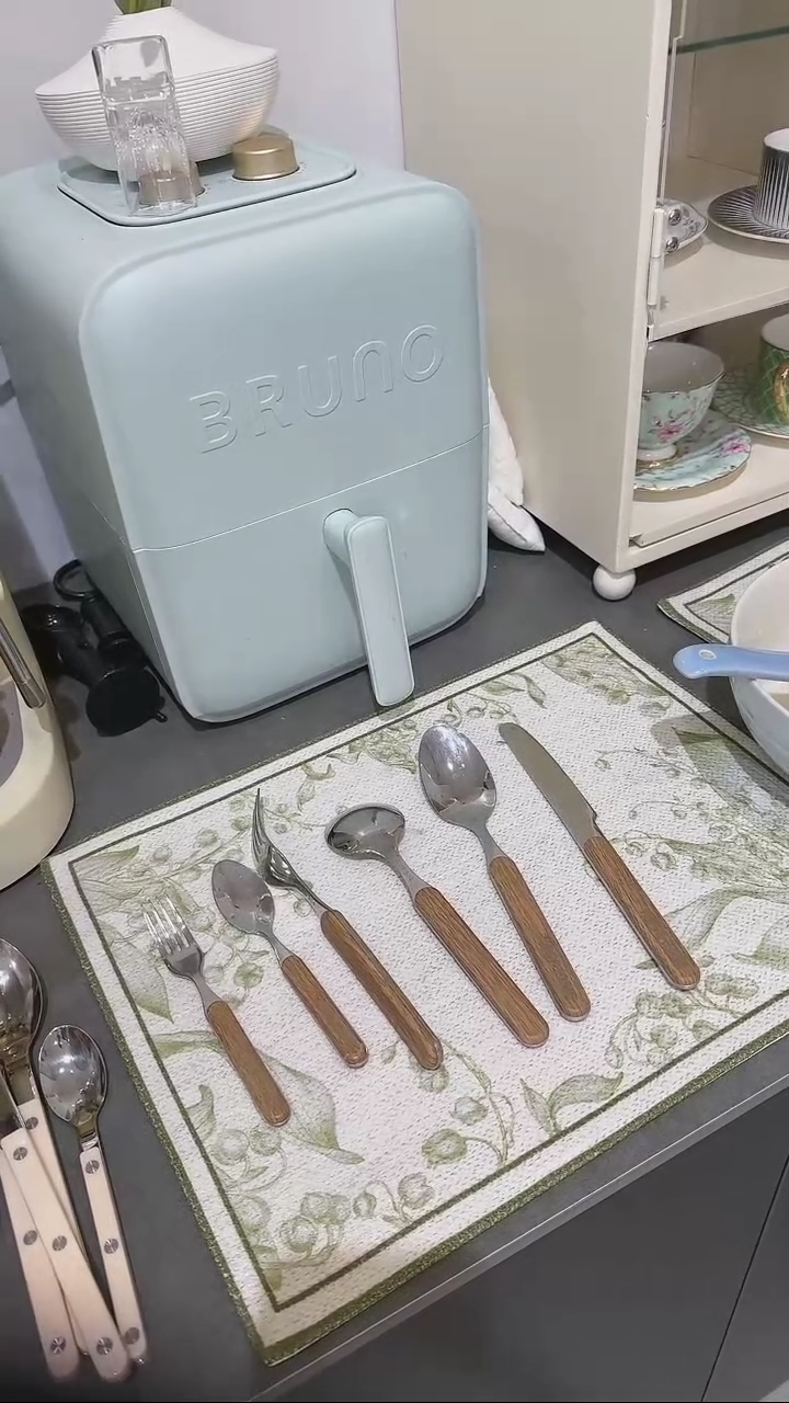 【闪购商品】瓷夹柄不锈钢叉勺6件套