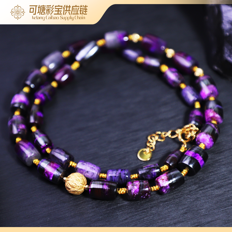 南非舒俱来 18K金 红丝绒 舒俱来桶珠项链 KTCB-4107