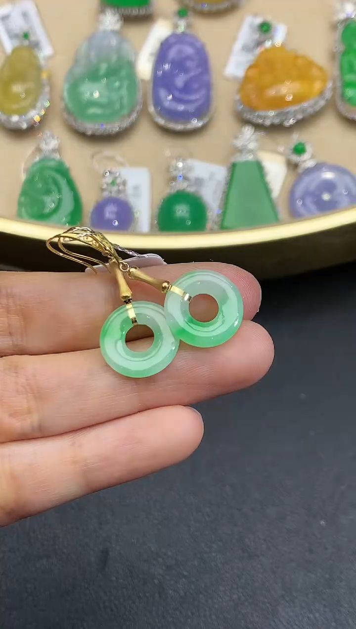 【闪购商品】翡翠耳饰18K金镶嵌2612   