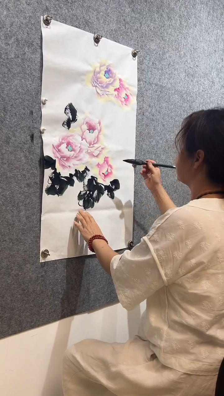 国画任秀英原创牡丹45*90厘米/画芯/国色天香