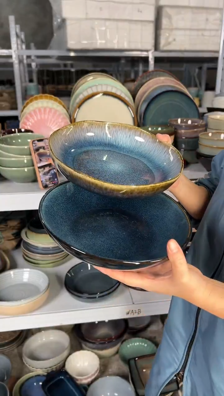 陶瓷外贸尾货瑕疵满20包邮X2深盘组合