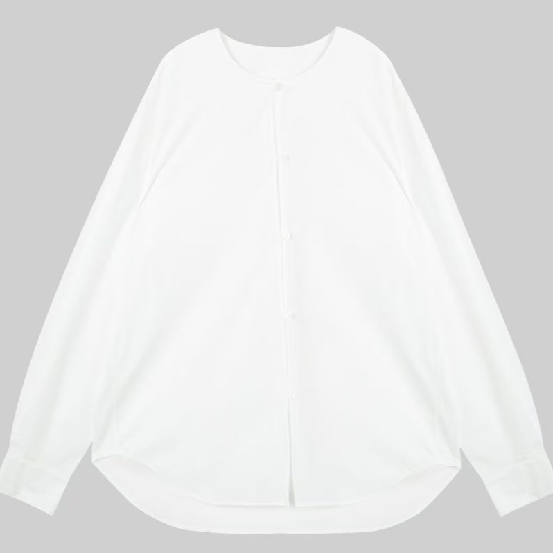 【光语诗客】80支匹马棉简约中式盘扣白衬衫女士长袖圆领上衣-5148