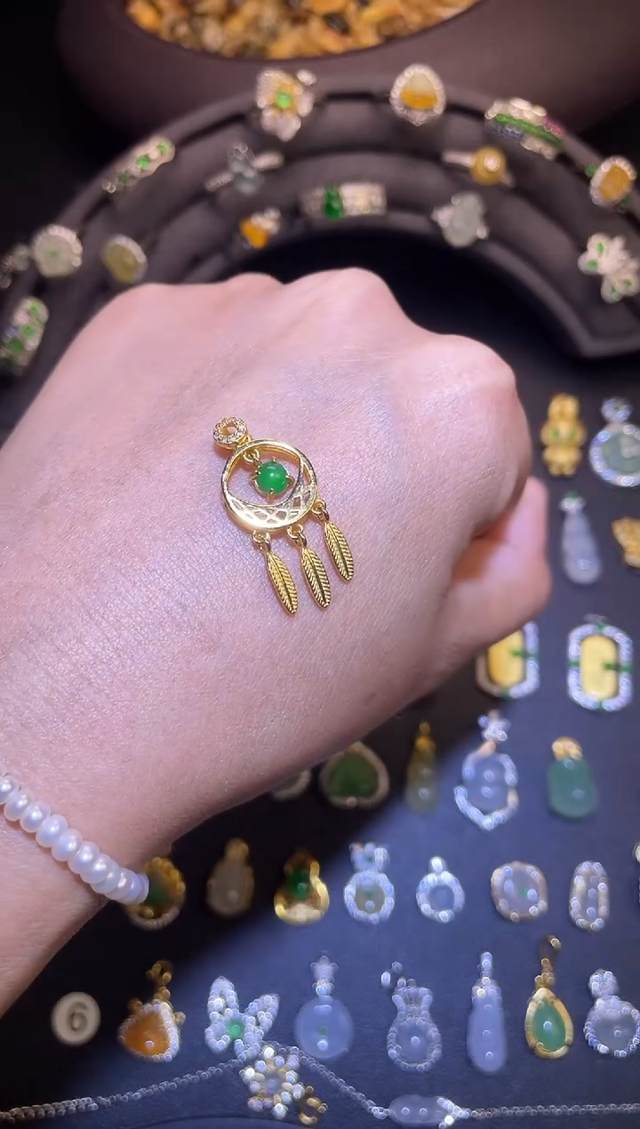 吊坠(不含链)银S925镶嵌翡翠1