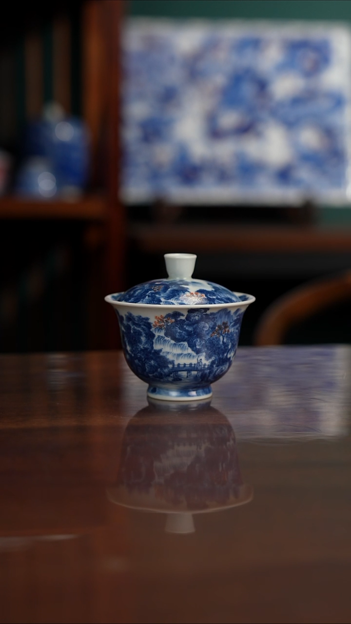 景琳藏 山水盖碗