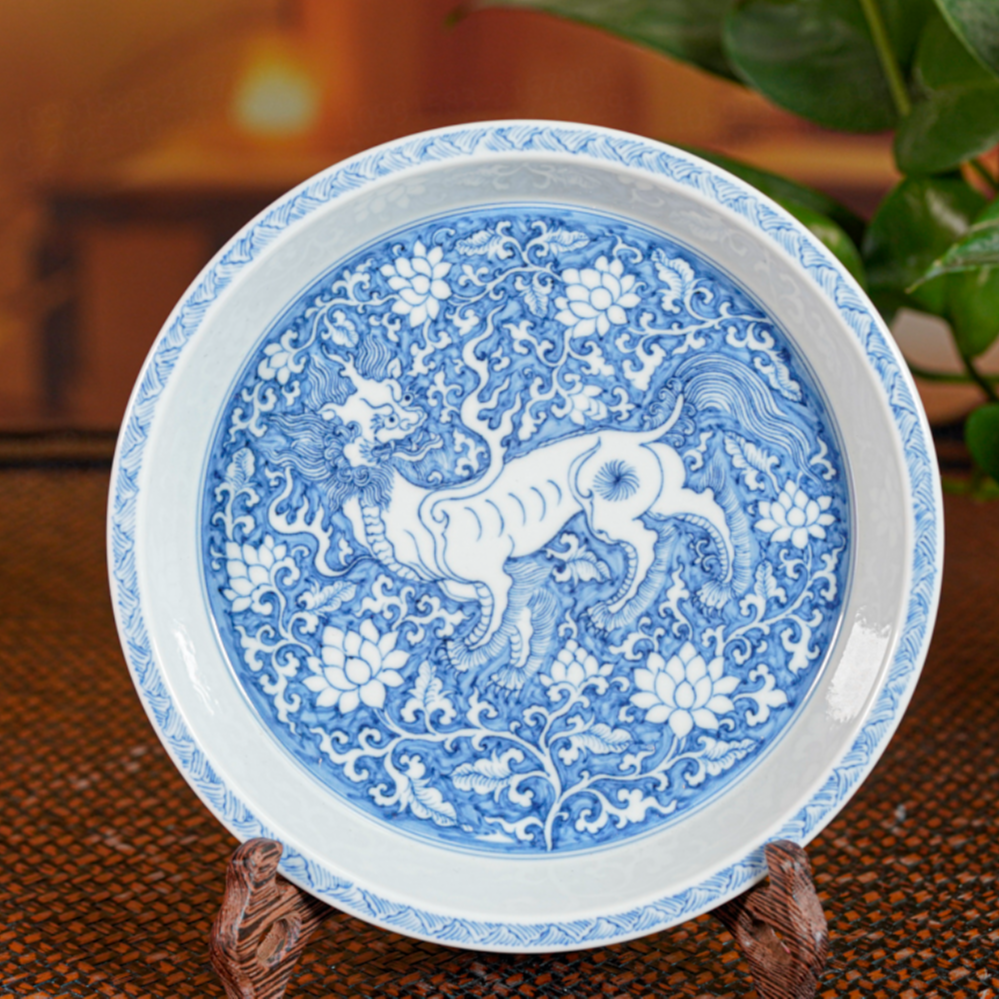 【小乔赏瓷】望月怀古蓝地狮子壶承wyhg447