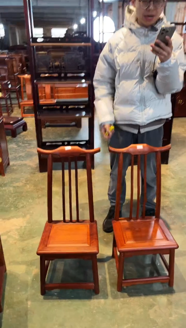 【闪购商品】花梨木类成套家具缅花靠背椅一对