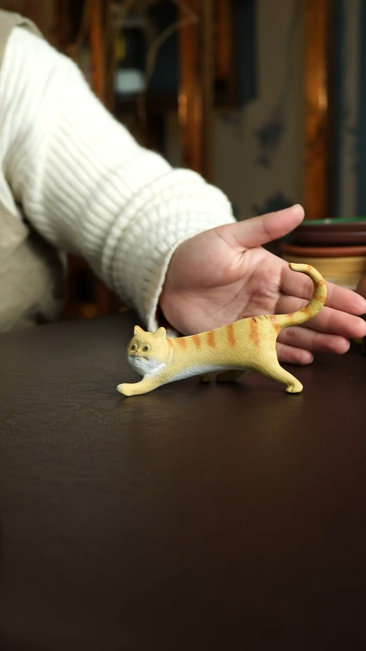 茶杯紫砂9号 笔架猫  宜兴紫砂原矿作品
