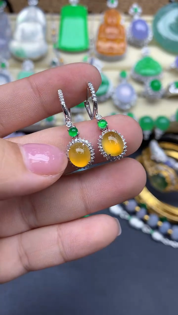 【闪购商品】翡翠耳饰18K金镶嵌468-中国好珍宝