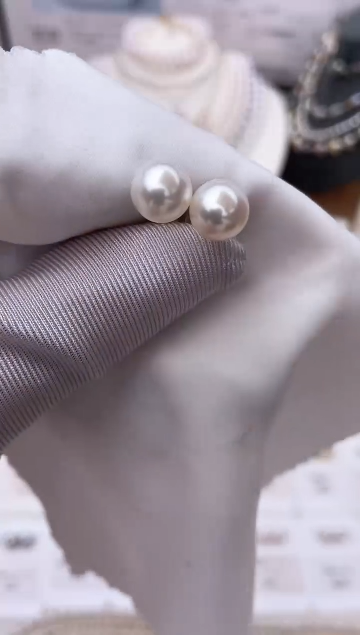 18K金镶嵌海水珍珠耳饰特选福利不退不换8-8.5mm