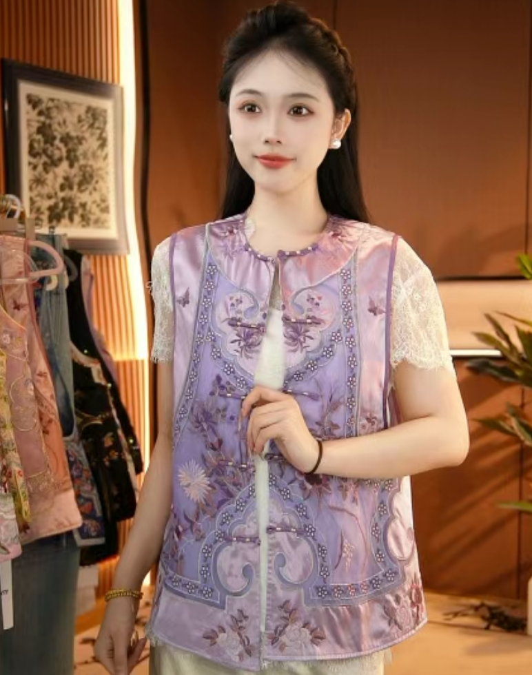 繁花似锦/新中式马甲原创国风女装精美重工刺绣上衣2025b9277思思