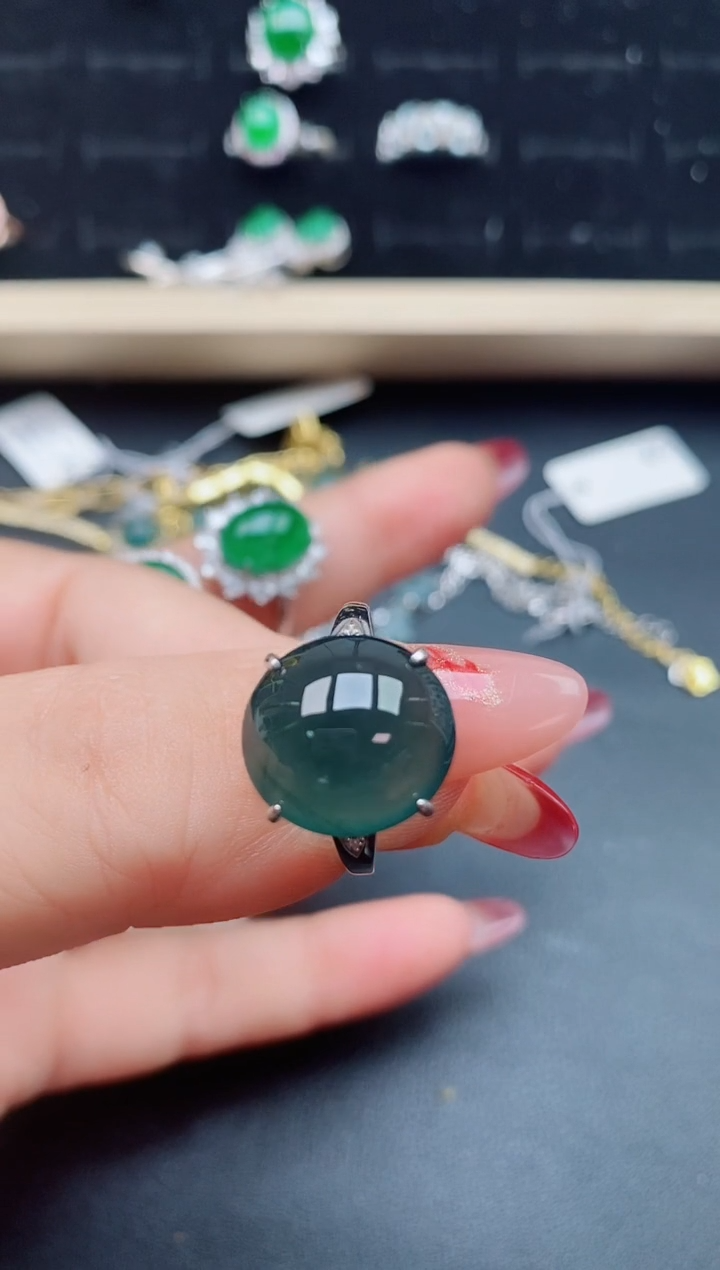 【闪购商品】翡翠戒指银S925镶嵌321312