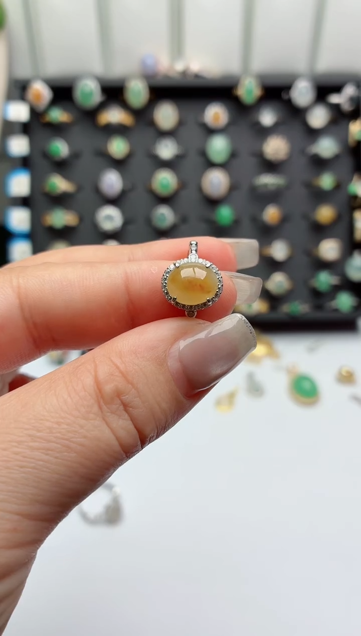 银S925镶嵌戒指翡翠.