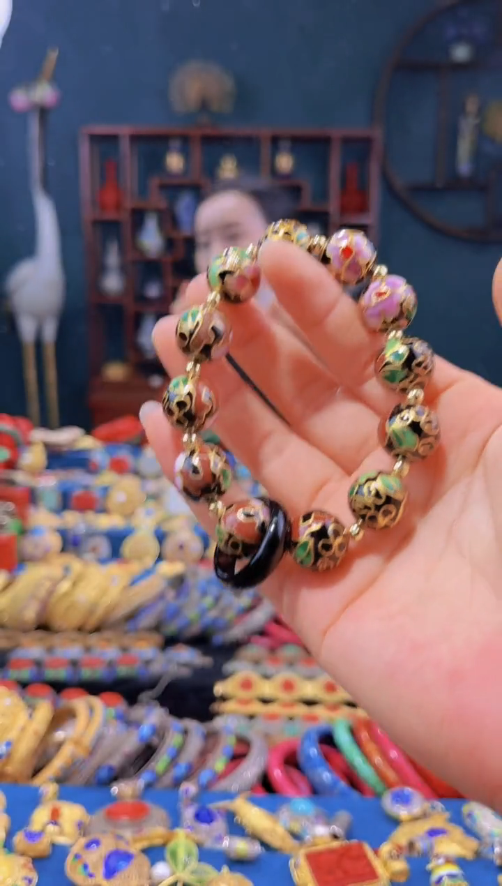 非遗 景泰蓝手串1.4黑金色