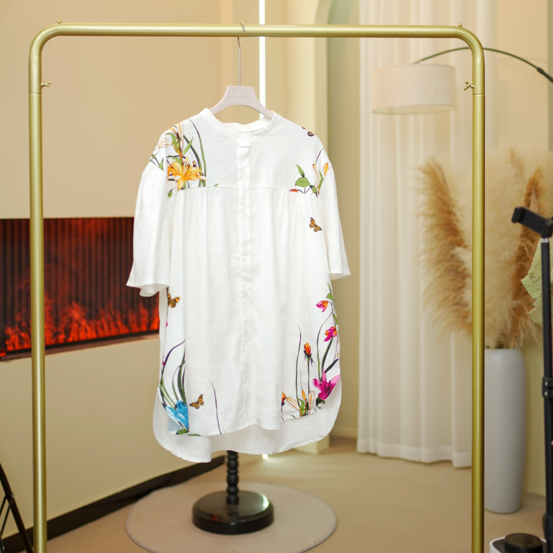 山木间印花短袖上衣W02