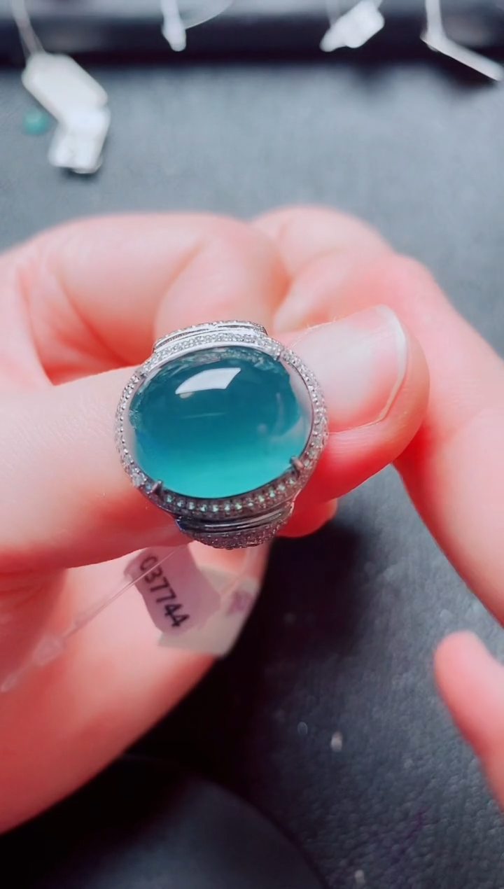 银S925镶嵌戒指翡翠1