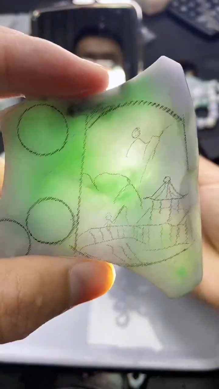 裸石翡翠天然缅甸A货【海】009