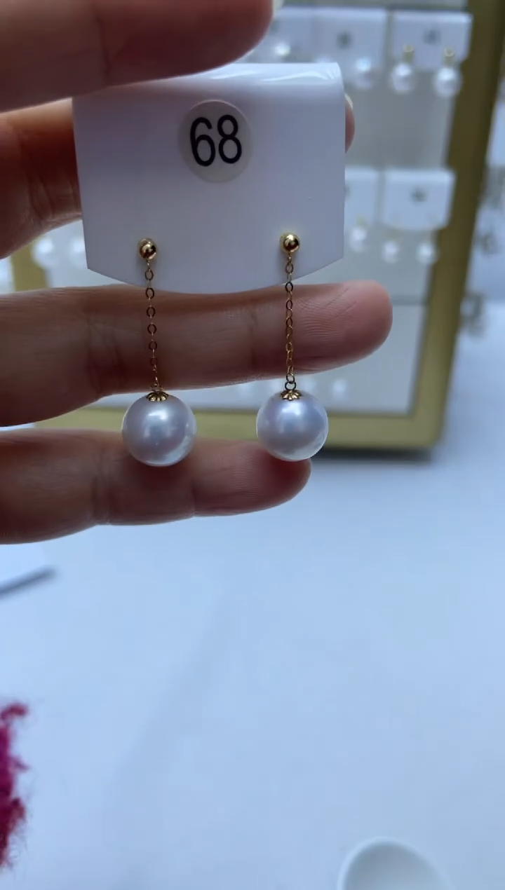 18K金镶嵌耳饰淡水珍珠68
