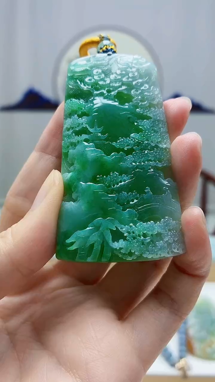 未镶嵌定制翡翠4829zm-毛货挂件山水63