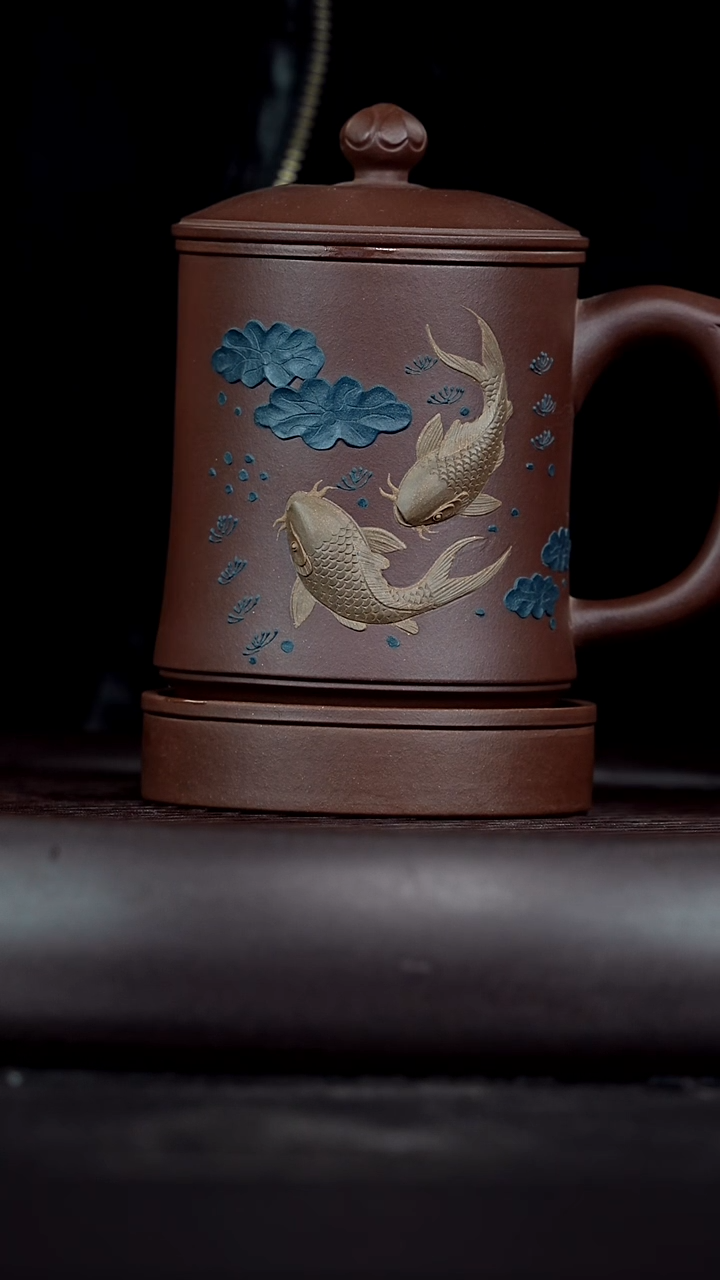 【闪购商品】紫砂茶杯五件套堆鱼