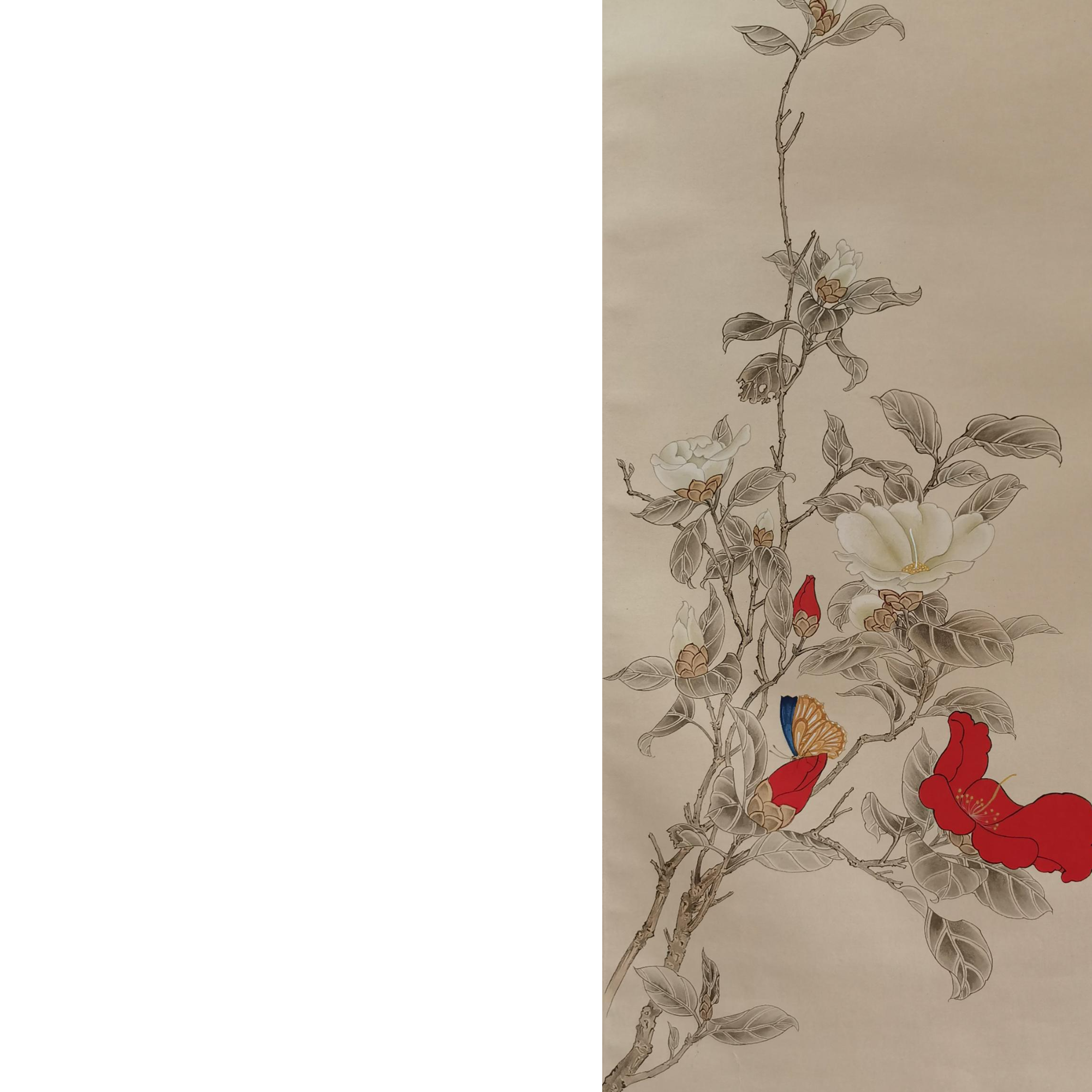 【辽拍】V250709-2-596 《花卉》（4平尺)  纸本镜片 yy1203t