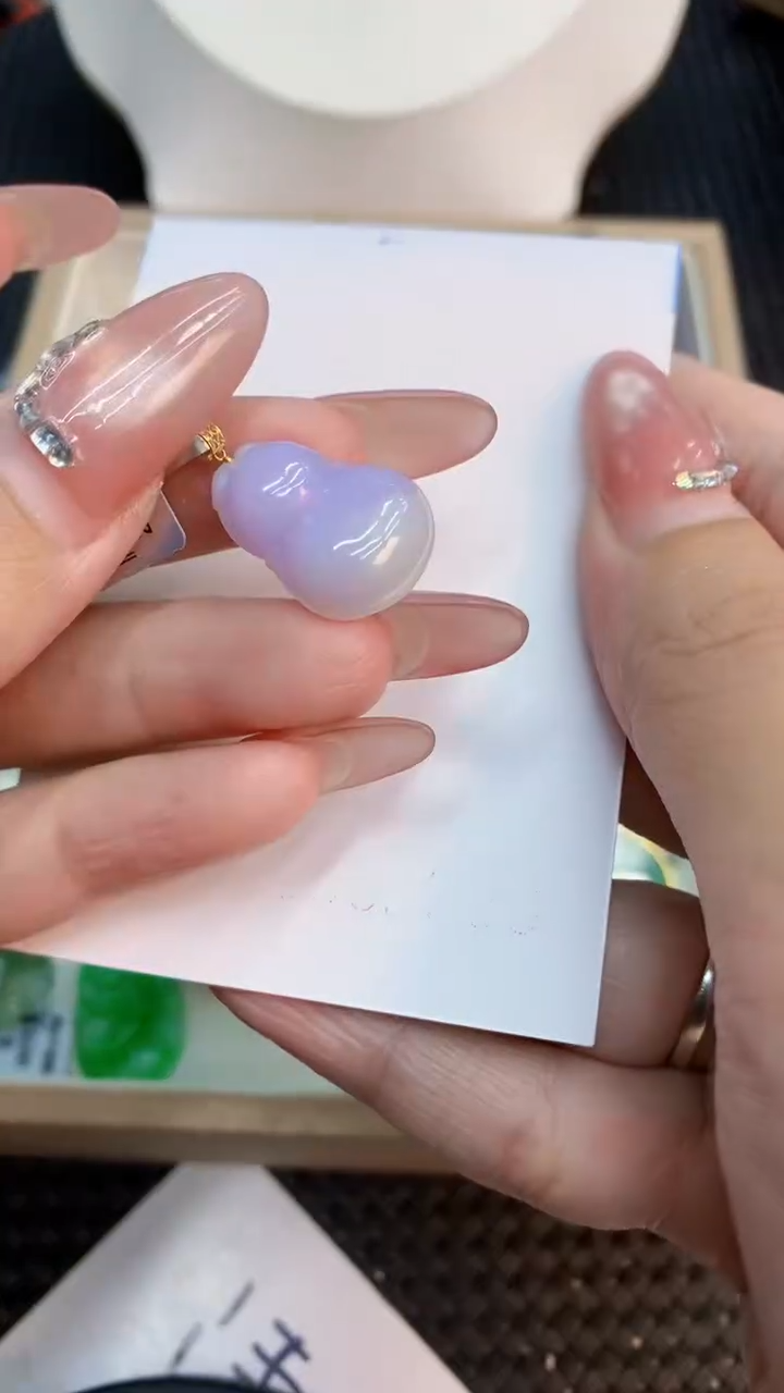 翡翠18K金镶嵌吊坠(不含链)1