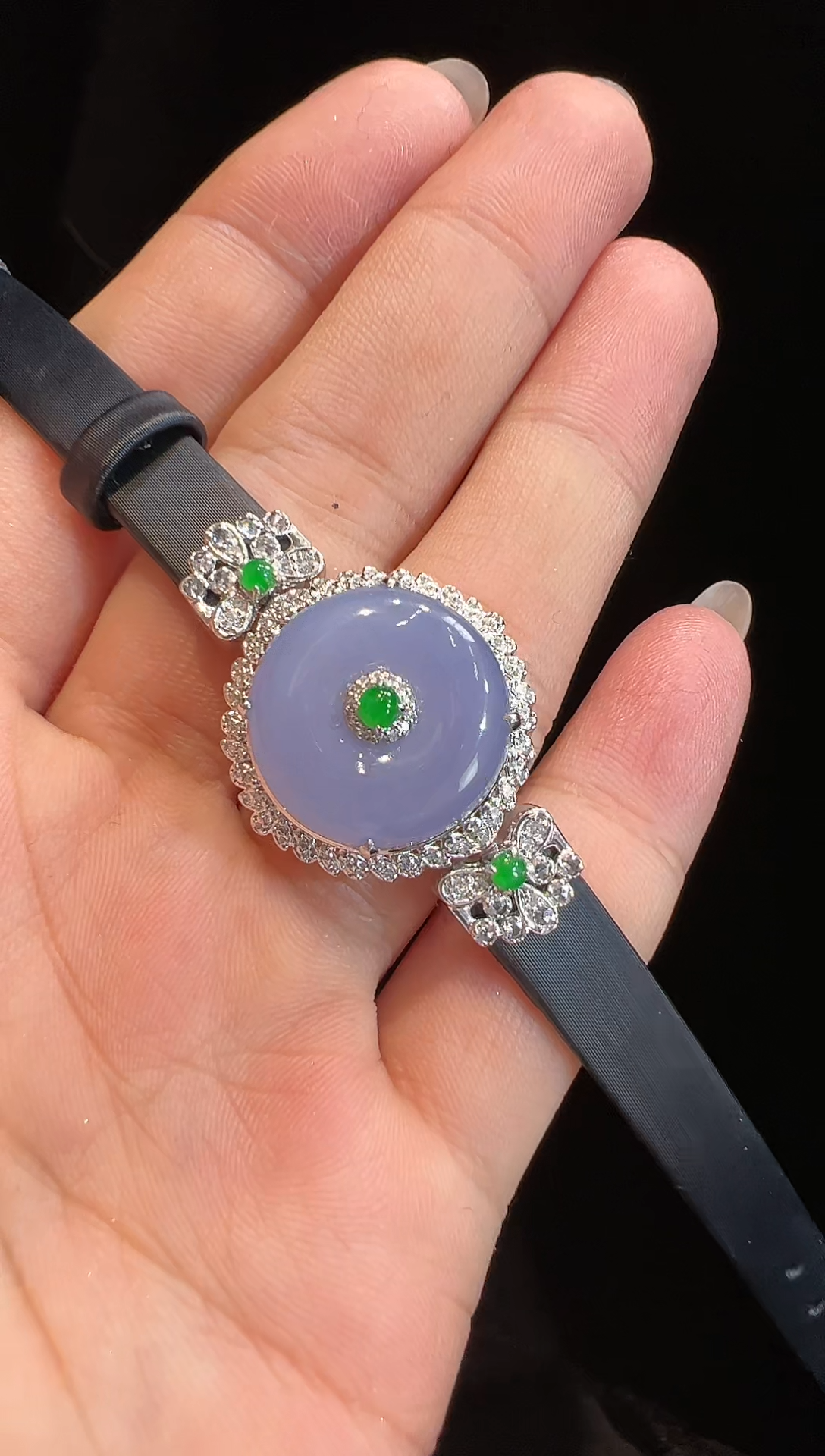 【闪购商品】翡翠手链18K金镶嵌手牌