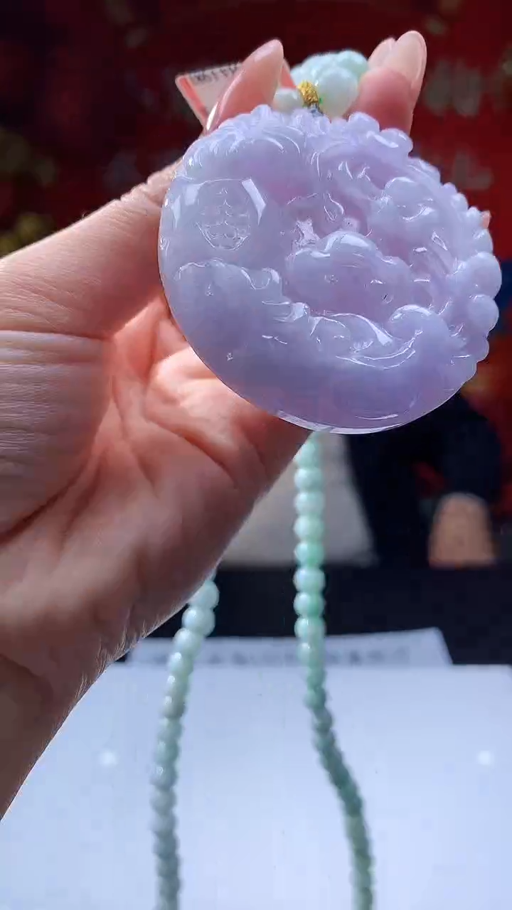 【闪购商品】定制翡翠未镶嵌8050jj-毛货挂件配珠链82