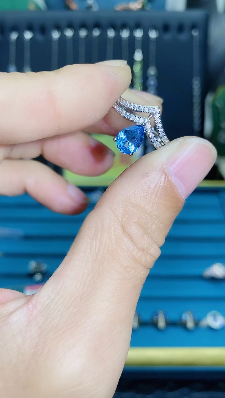 【闪购商品】托帕石戒指银S925镶嵌1121