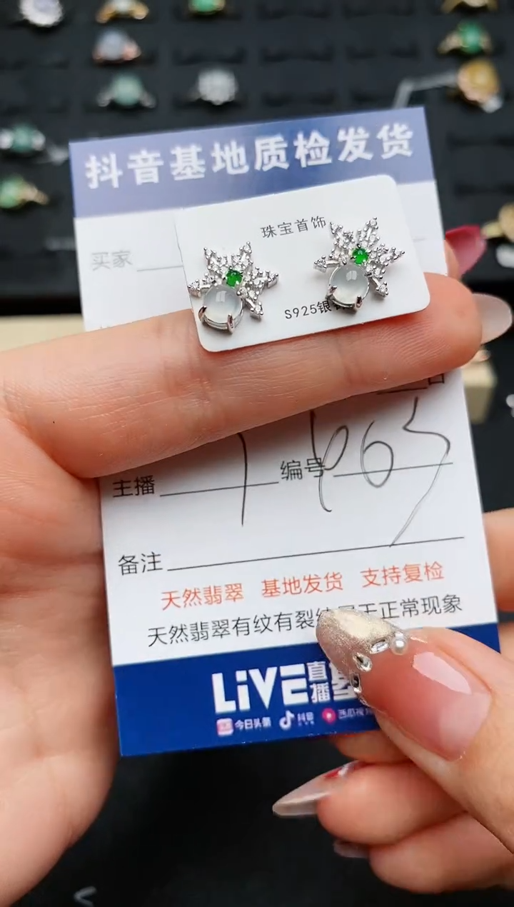 【闪购商品】翡翠耳饰银S925镶嵌..........